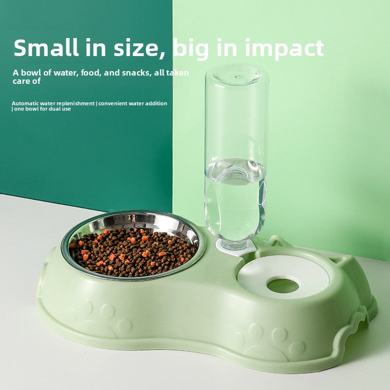 Automatic Dual-Bowl Pet Water and Food Feeder with Non-Slip Base for Cats and Dogs