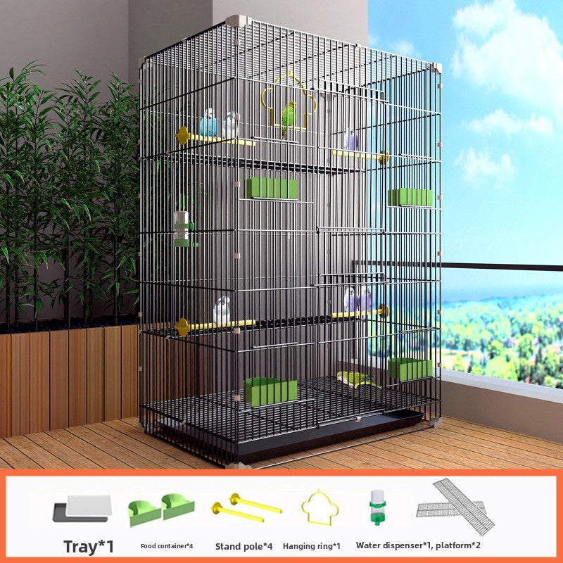 Iron bird cage for budgies and cockatiels in black or white, view 13
