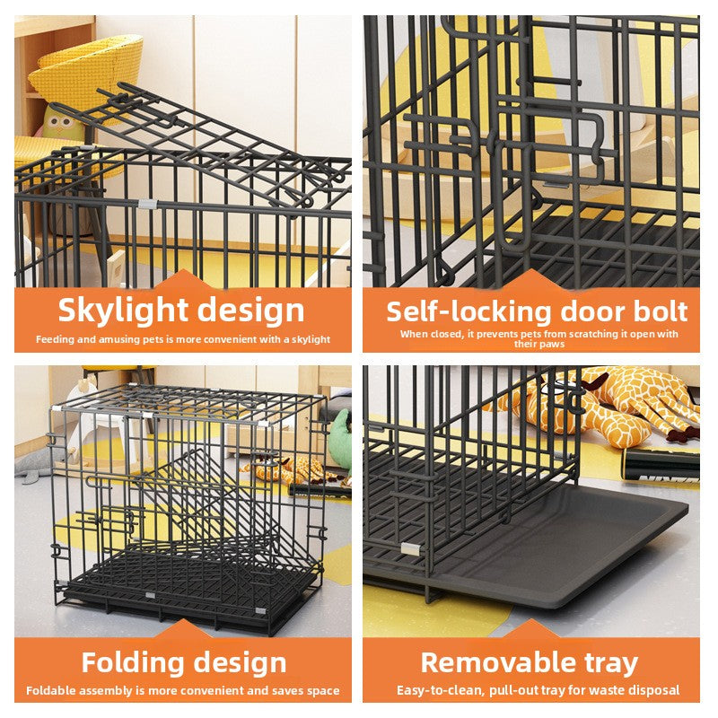 Blue foldable metal pet cage with removable tray, photo 2