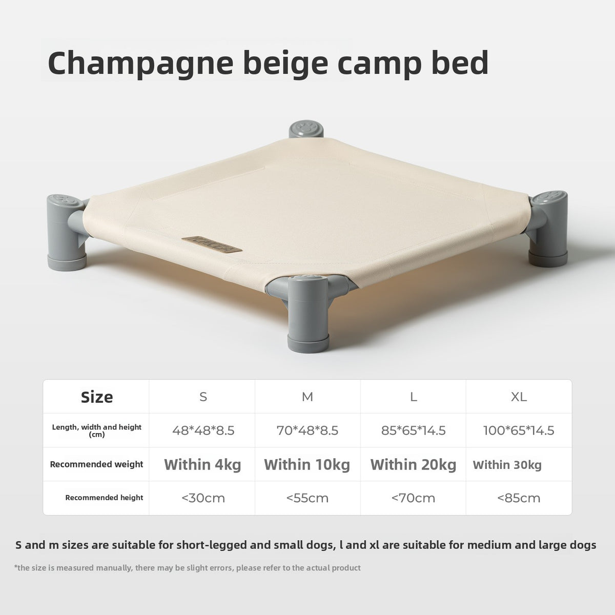 Elevated Oxford fabric camp bed for dogs, photo from another angle