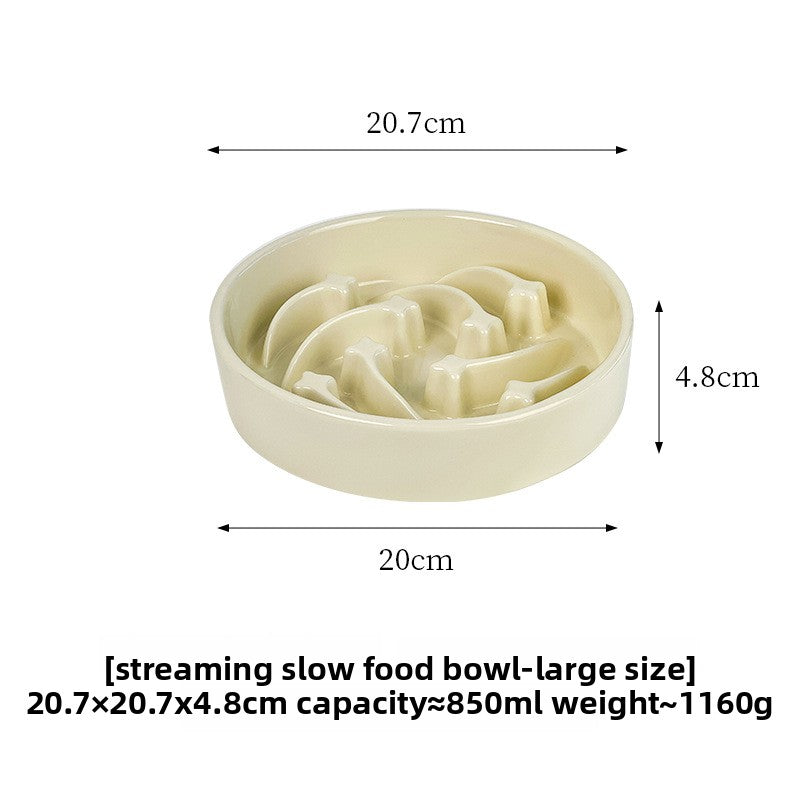 Meteor Shaped Ceramic Slow Feeder Pet Bowl in Small Medium or Large with Stable Base