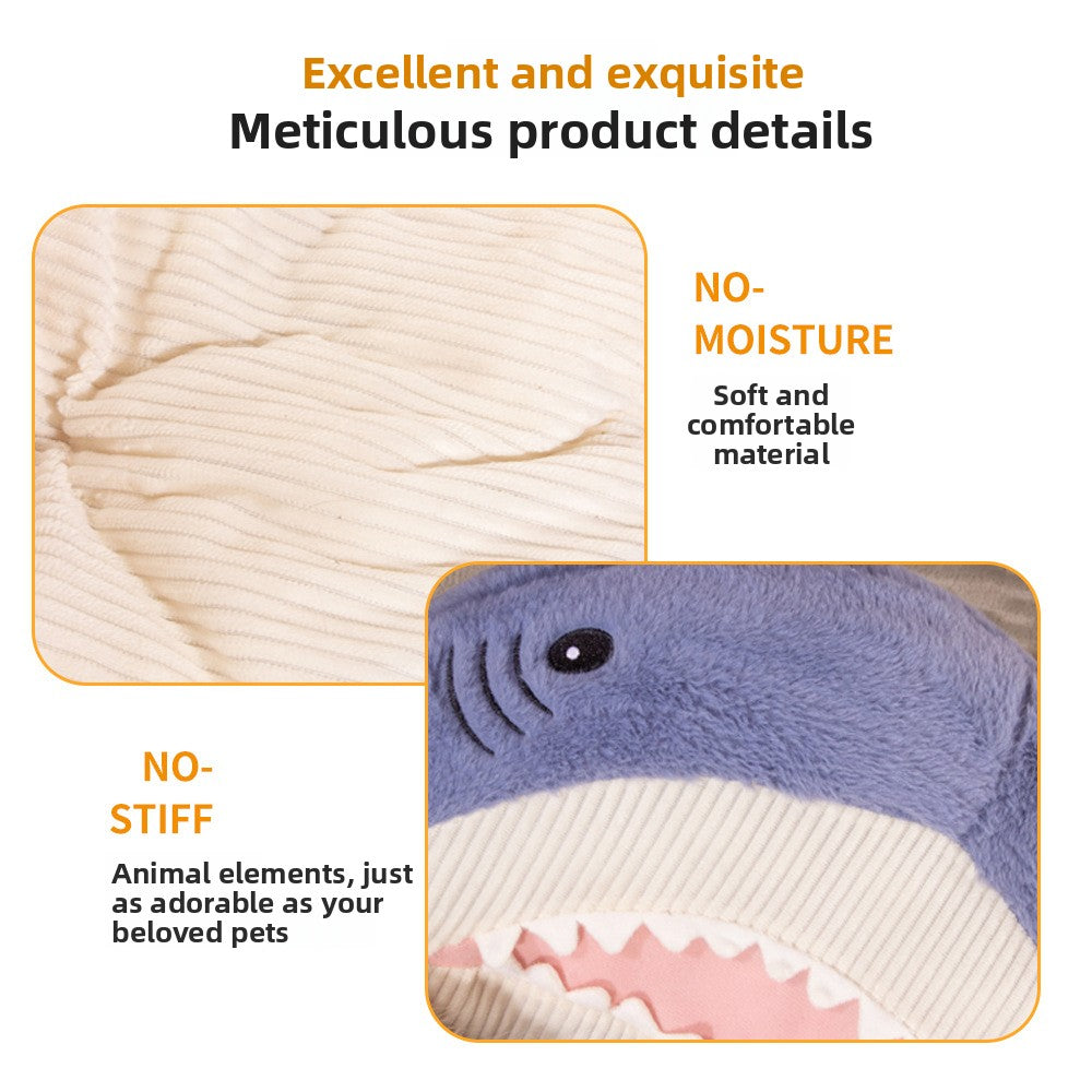 Shark Shape Pet Bed with Non-Slip Base for Cats and Dogs