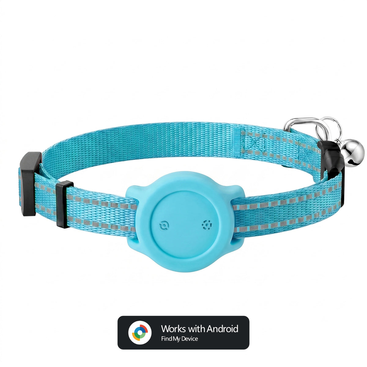 Reflective Bluetooth tracker collar for cats and small dogs in Pink Dual System, side view