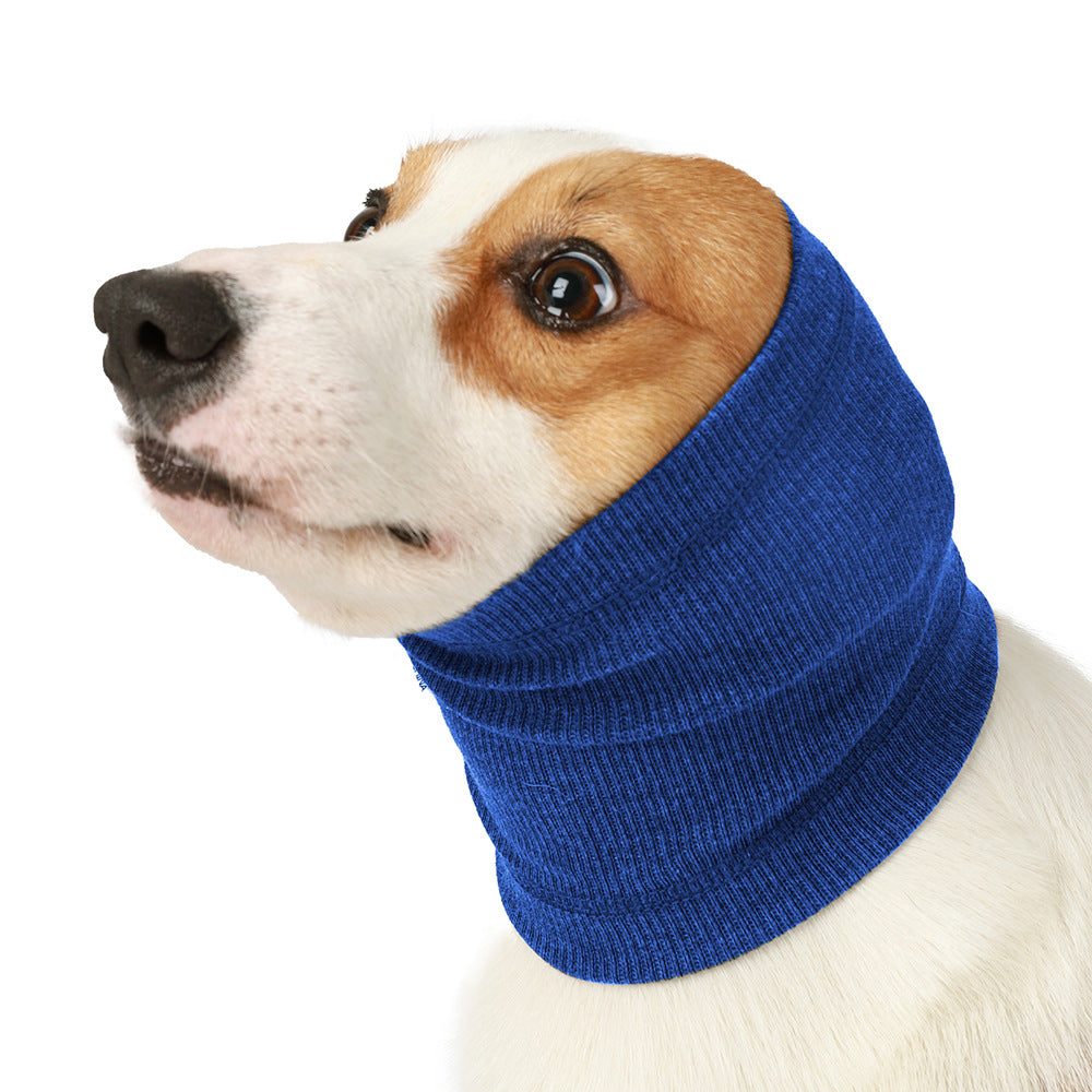 Soft elastic dog ear cover snoods in blue and grey