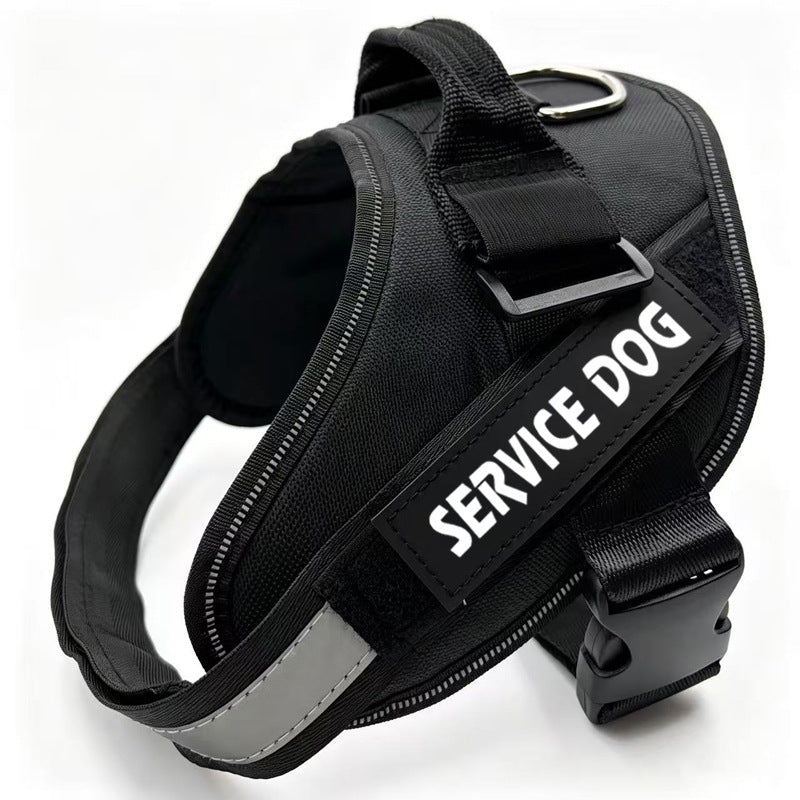 Reflective Oxford dog harness with hook and loop patch areas, ideal for everyday use