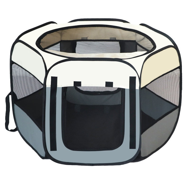 Light blue foldable octagonal pet playpen tent with carry bag, photo 2