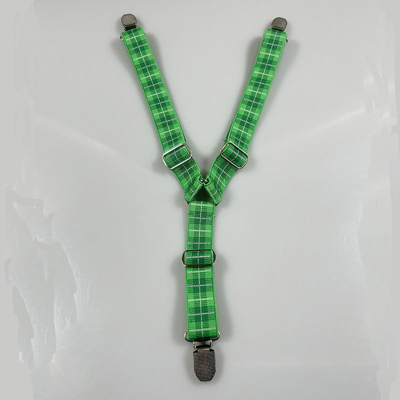 Adjustable elastic dog diaper suspender strap in plaid pattern, view 98