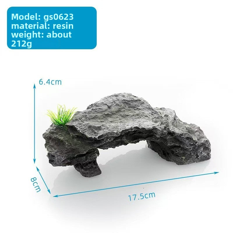 Resin rock turtle basking platform and reptile hide in Style BS0623
