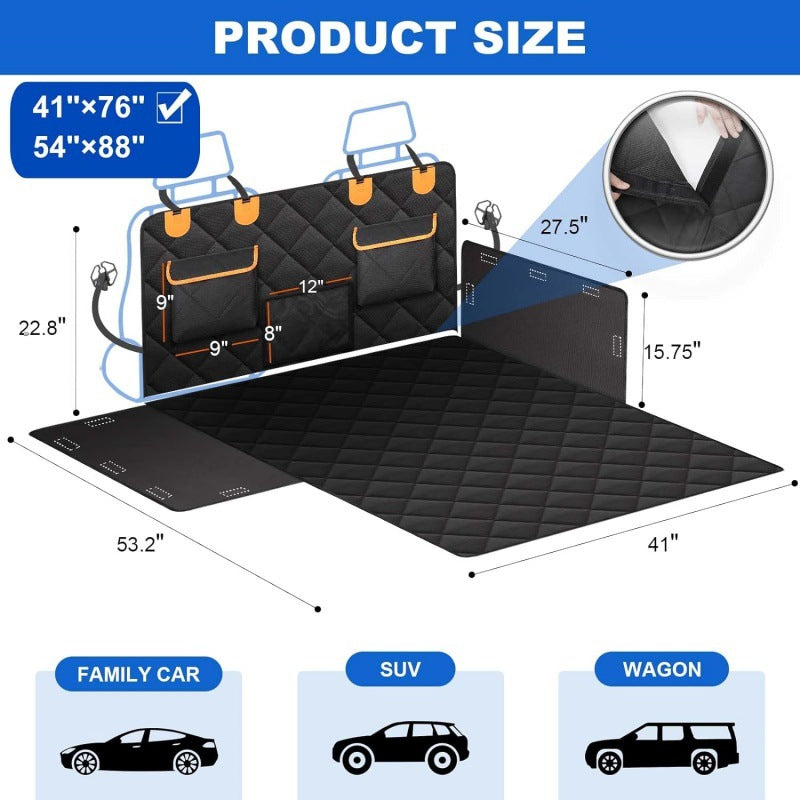Black waterproof pet car boot mat for dogs, photo 4