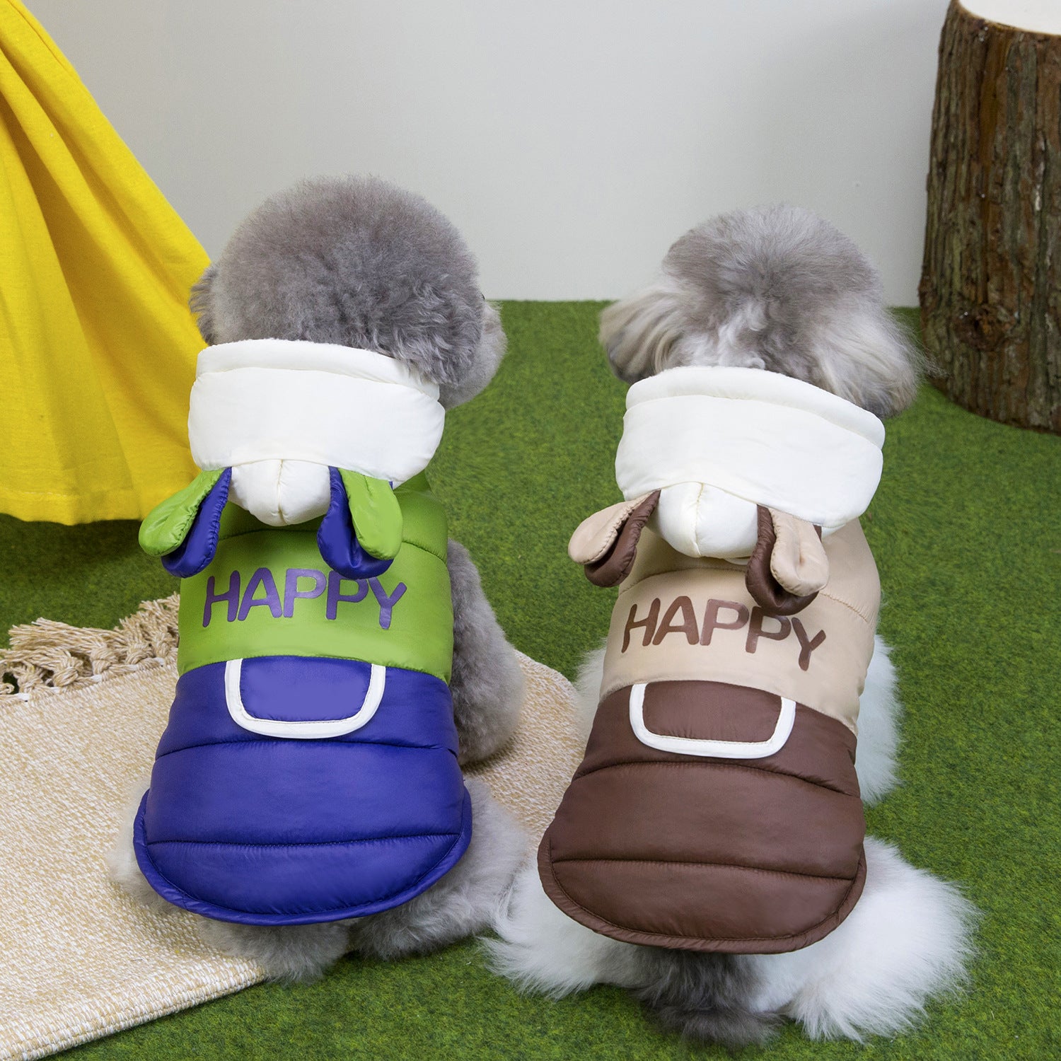 Hooded padded cotton dog coat, available in 2 colours, image 1