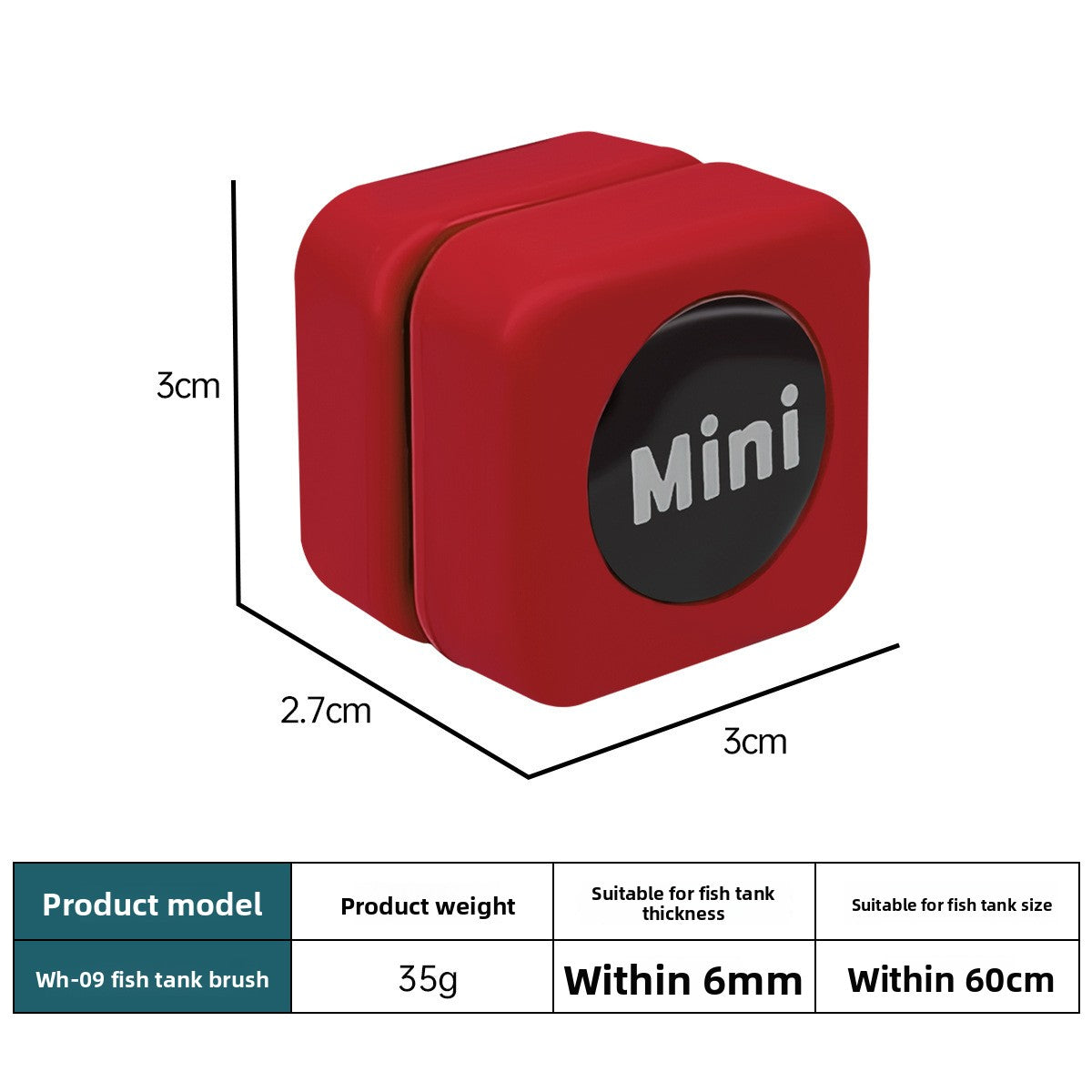 Mini floating magnetic glass cleaner for small fish tanks, view 6