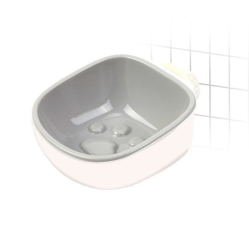 Hanging cage pet bowl with stainless steel insert