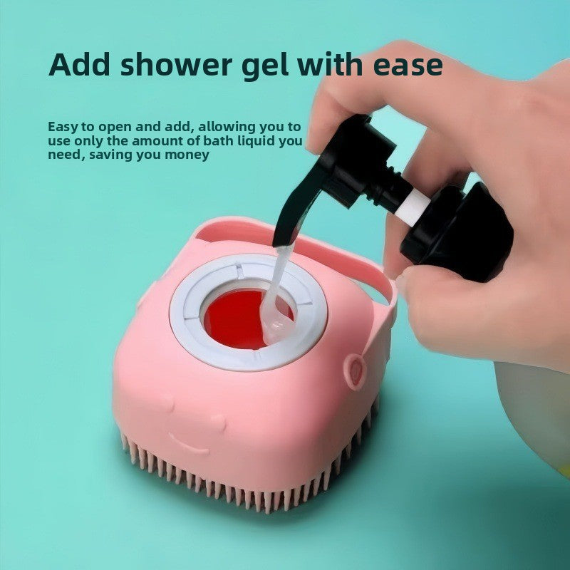Refillable Shampoo Bath Brush for Dogs and Cats, Soft Silicone