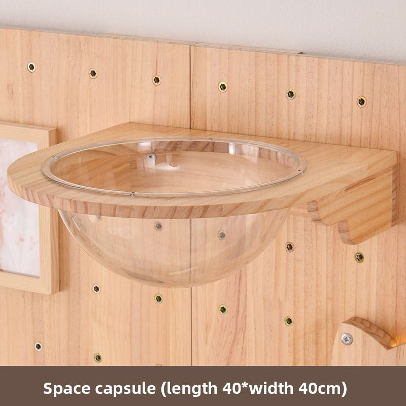 Modular wooden wall-mounted cat climbing board with shelves, photo 15