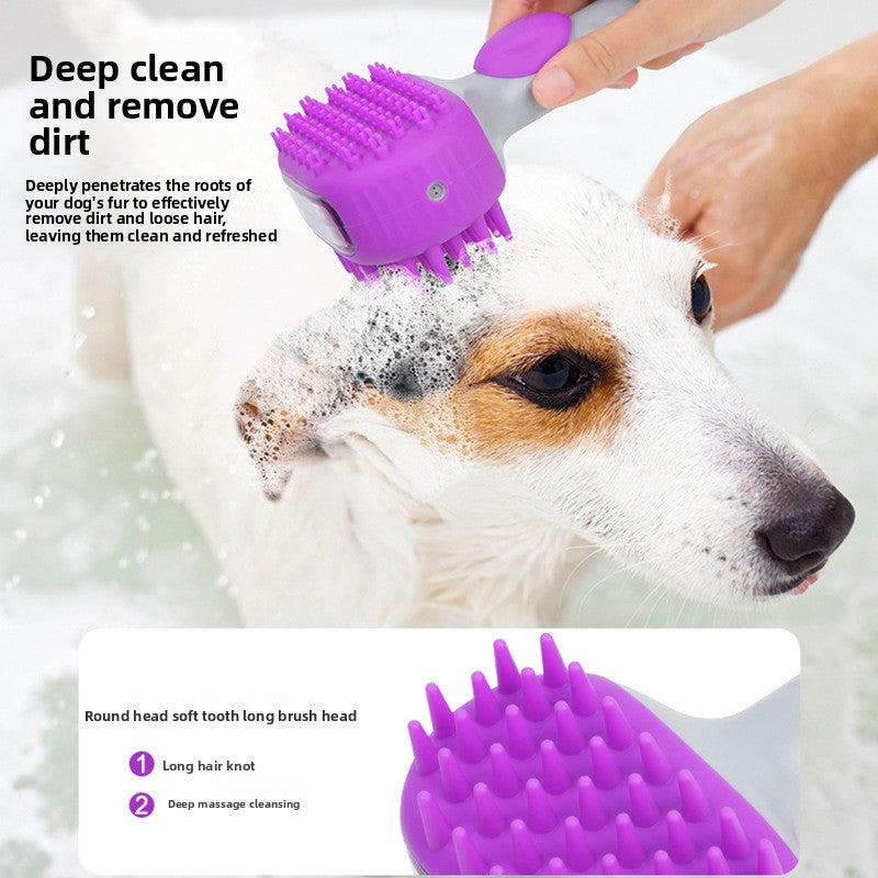 Silicone Pet Bath Brush with Shampoo Dispenser for Massage