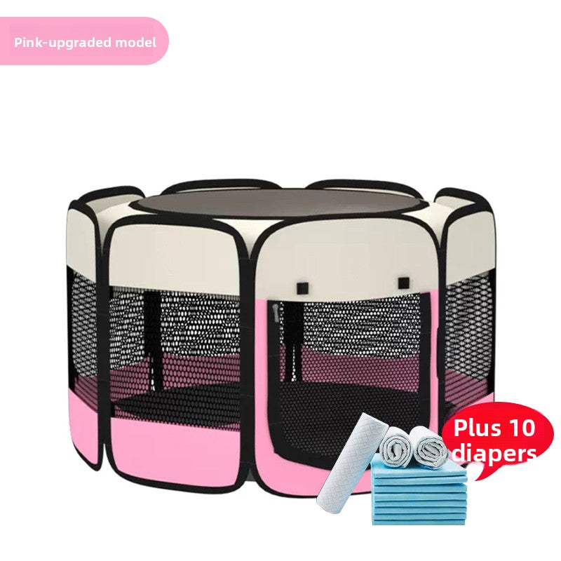 Grey enclosed pet whelping tent with removable pad, photo 51