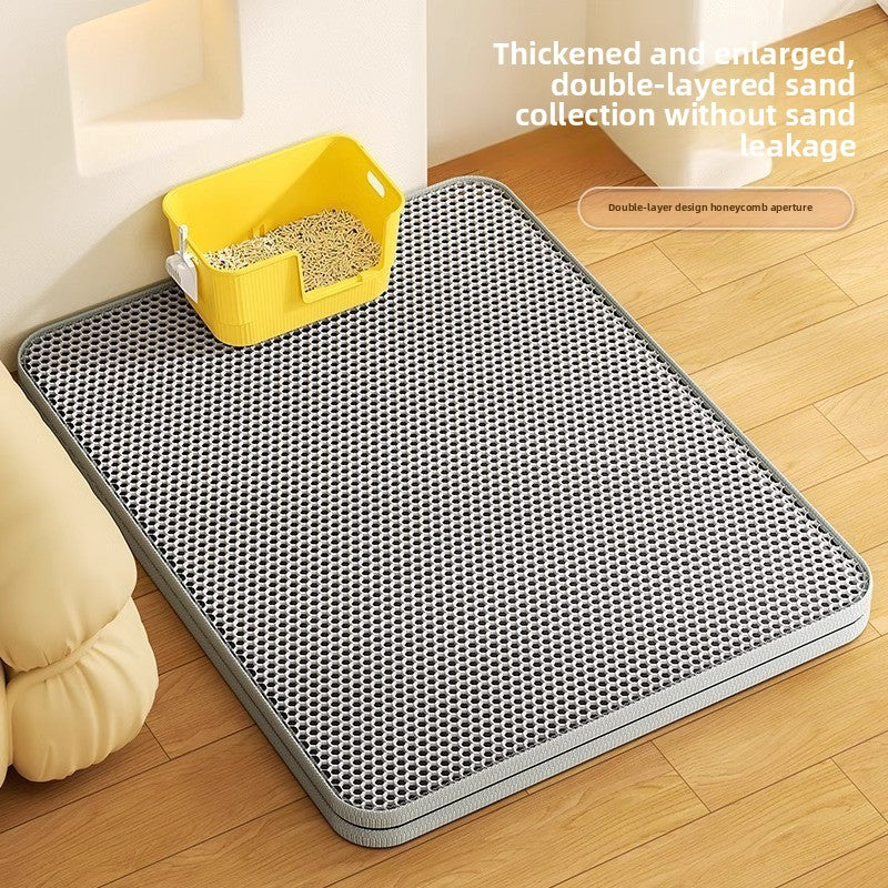 Washable Double Layer Cat Litter Mat, Anti-Tracking Floor Guard
