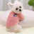 Small dog in an avocado print cotton velvet top