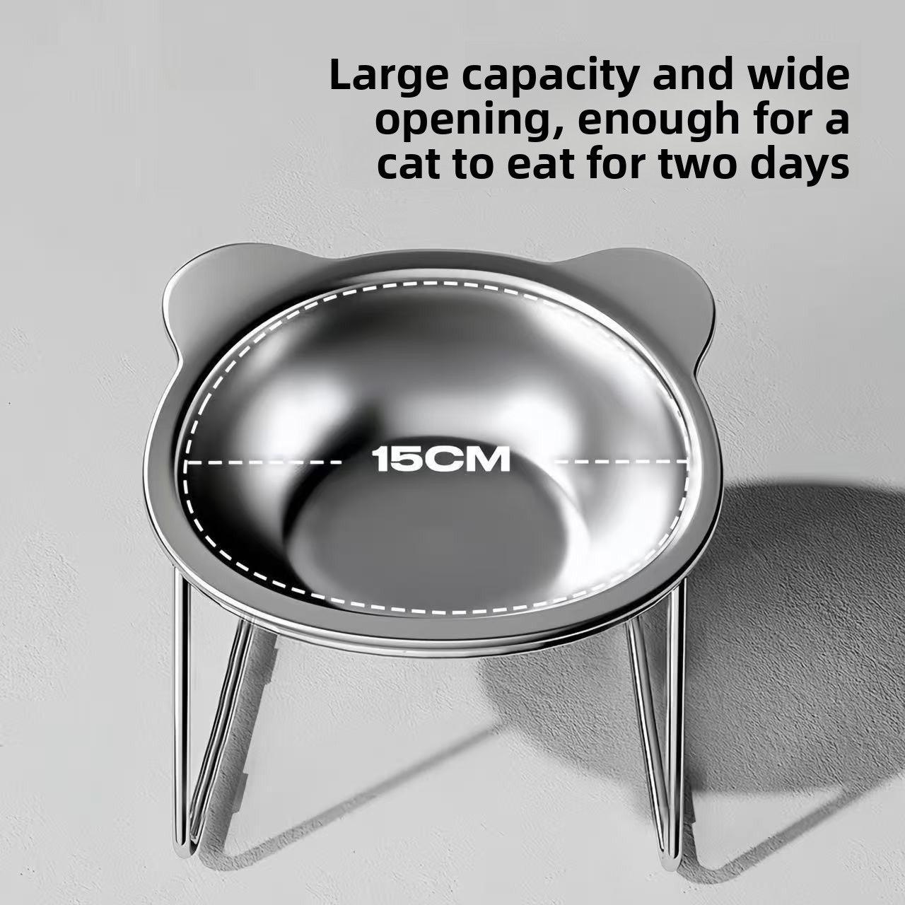 Raised Slanted Stainless Steel Cat Bowl with Anti-Tip Stand for Food and Water