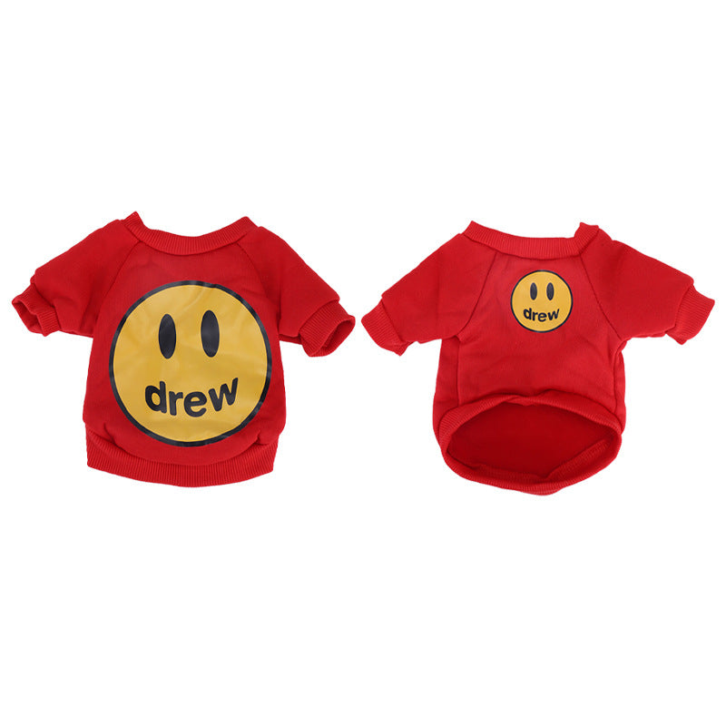 Smiley face cotton cat jumper in Blue Smiley, top view