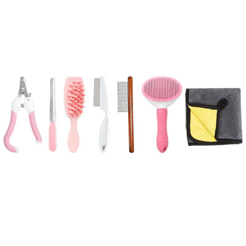 Pet Spa Grooming Kit with Bath Brush, Comb and Nail Clipper