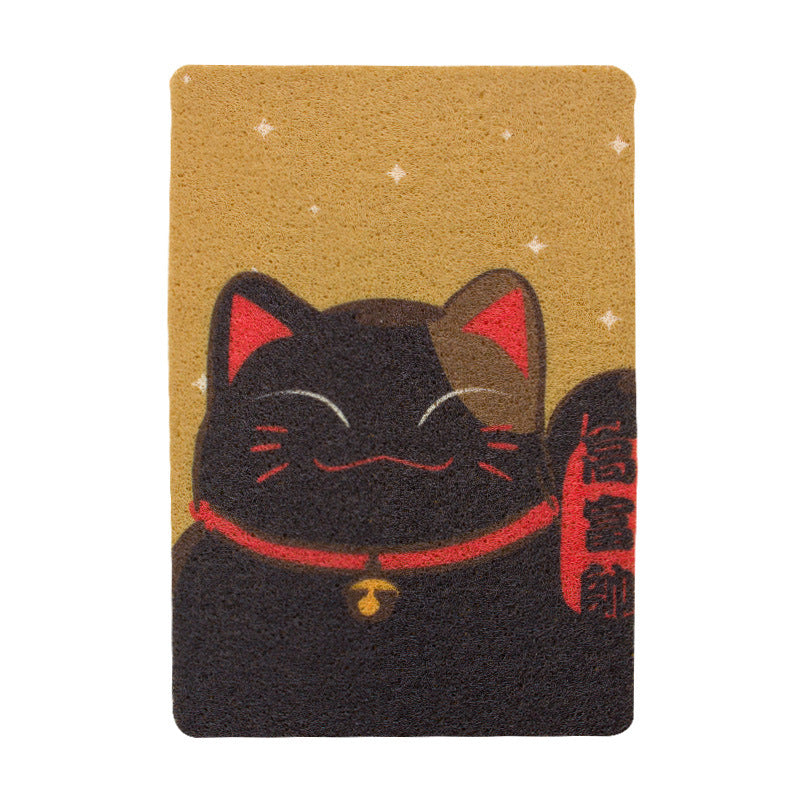 Hand-Painted PVC Cat Litter Mat with Cute Cat Designs
