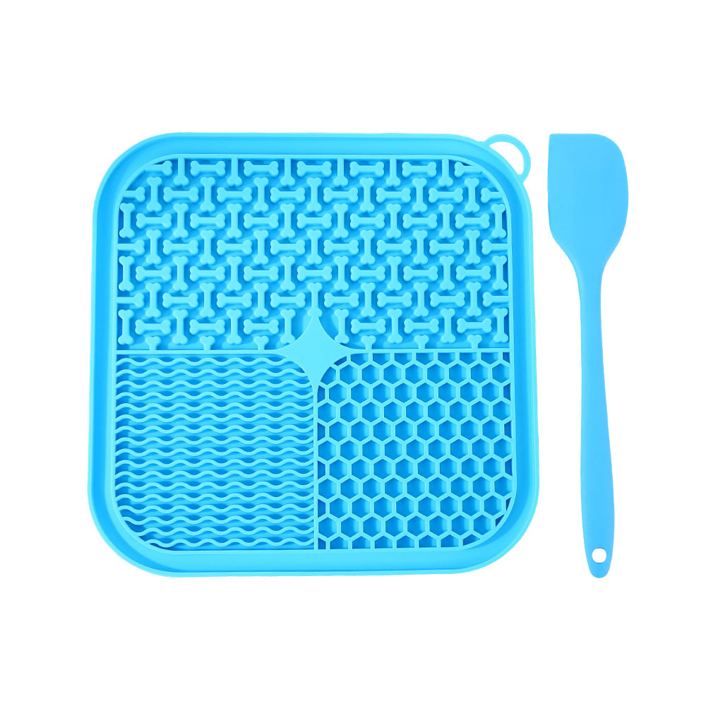 Silicone Slow Feeder Lick Mat with Suction Base and Scraper for Cats and Dogs