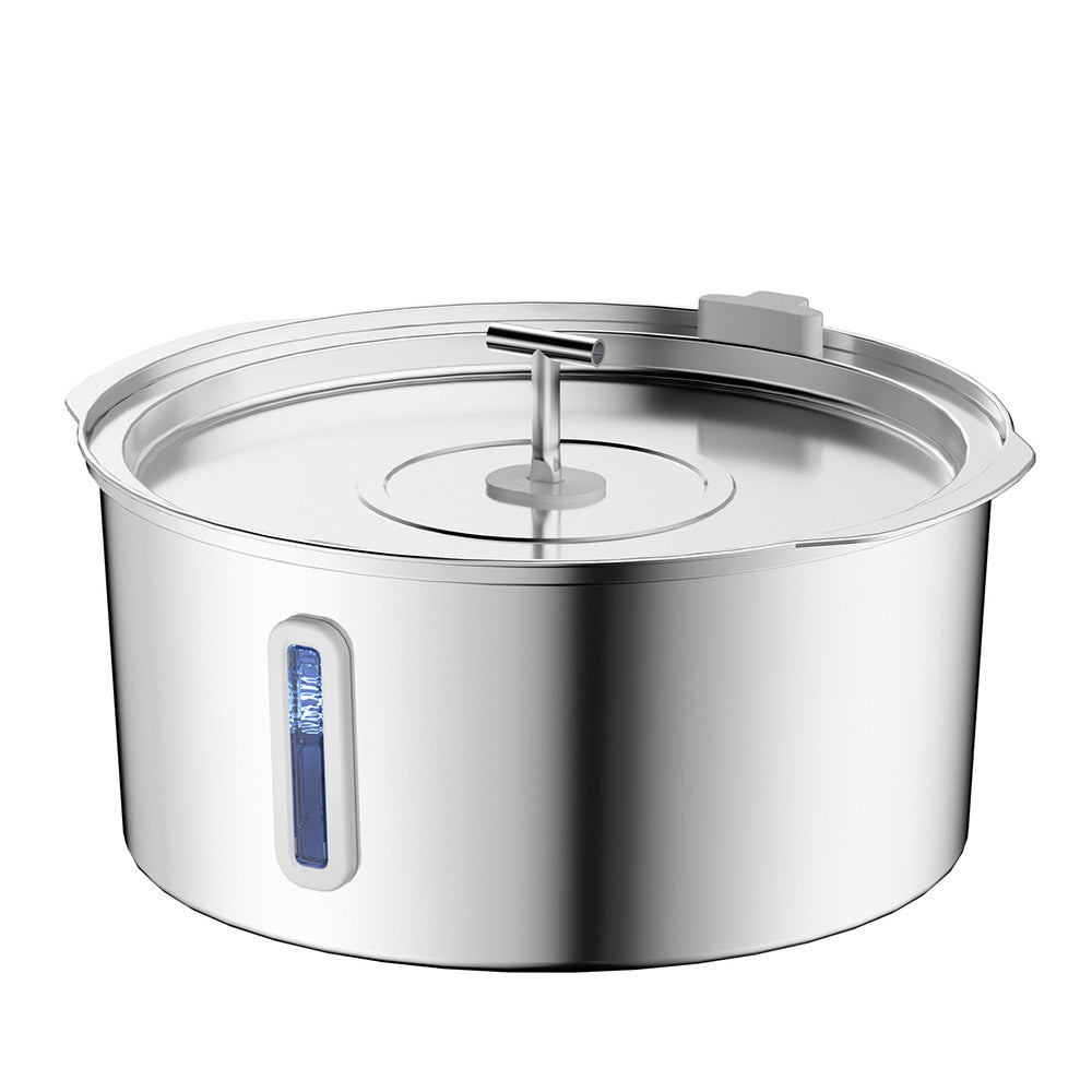 7L Stainless Steel Pet Water Fountain with Quiet Pump and Multiple Spout Styles