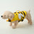Adjustable dog swim vest with bee print in Little Bee, side view