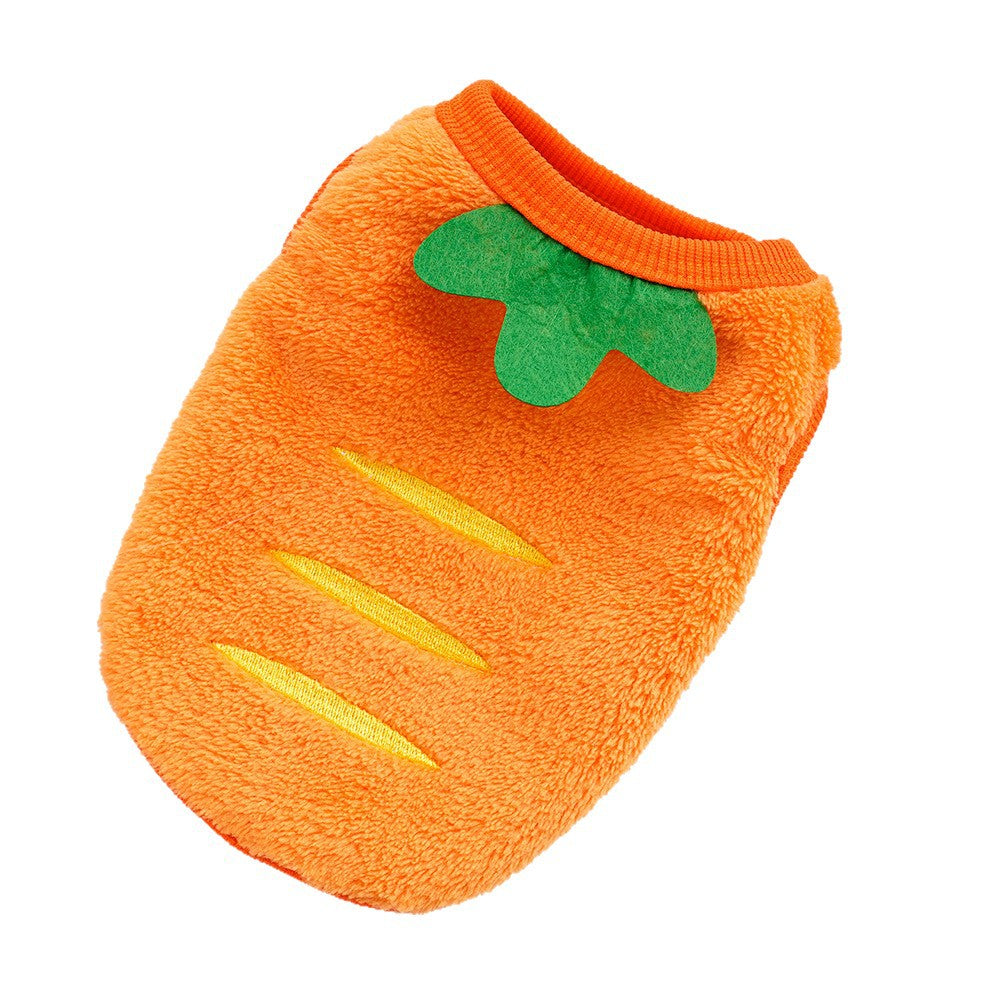 Orange carrot fleece vest for small dogs, product image 5