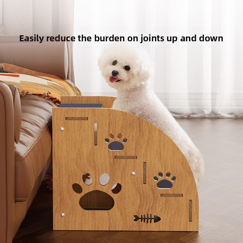 Carpeted pet ramp stairs with non-slip surface for beds, photo 4