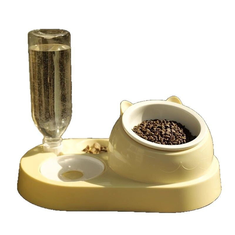 Dual Bowl Pet Feeder with Removable Stainless Steel Inserts and Weighted Anti-Slip Base