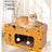 Corrugated cardboard cat scratcher house and den, alternative angle view