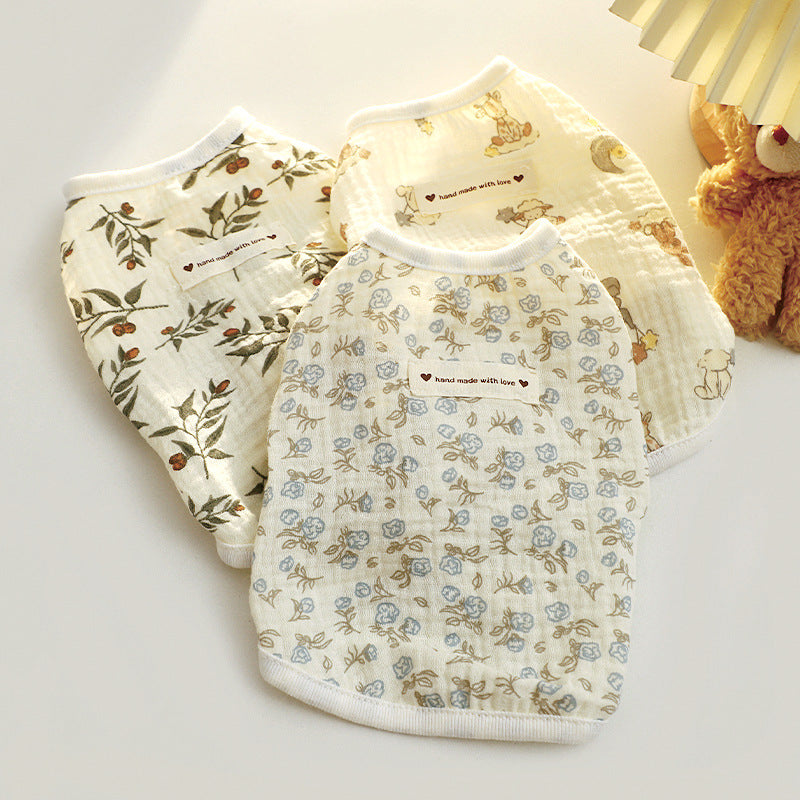 Cotton summer dog vest and strap top, available in 12 styles, image 1