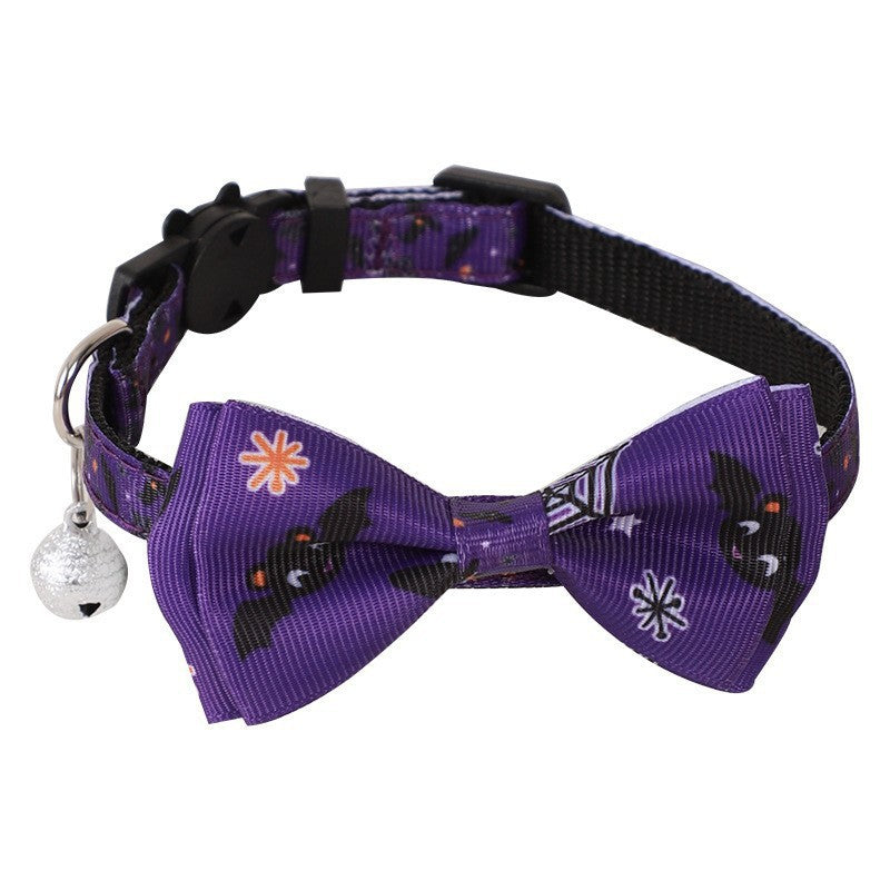 Halloween cat collar with bow and bell in bat design, product image 7