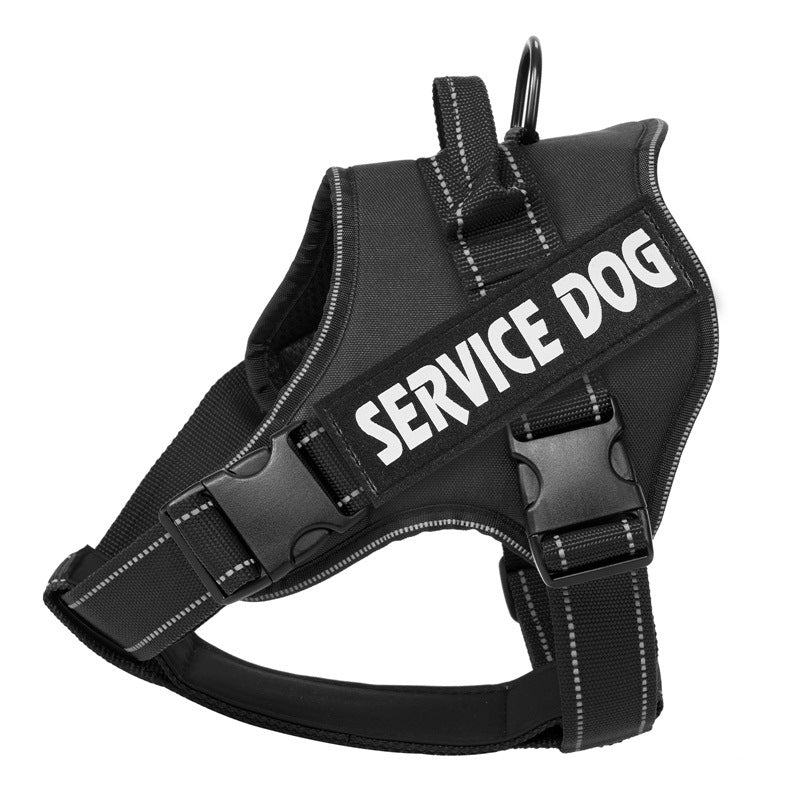 Reflective padded mesh vest dog harness in Red, in use with a pet