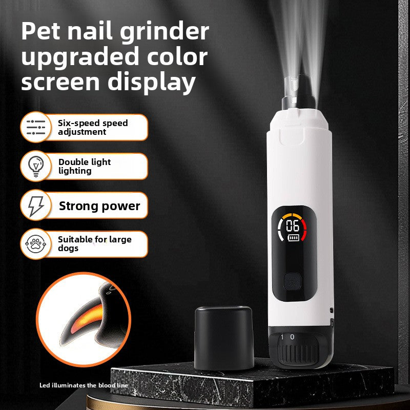 Low Noise Six-Speed Pet Nail Grinder with Dual LED Lights