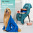 Microfibre pet bath towel with pocket gloves in Dark Blue, front view