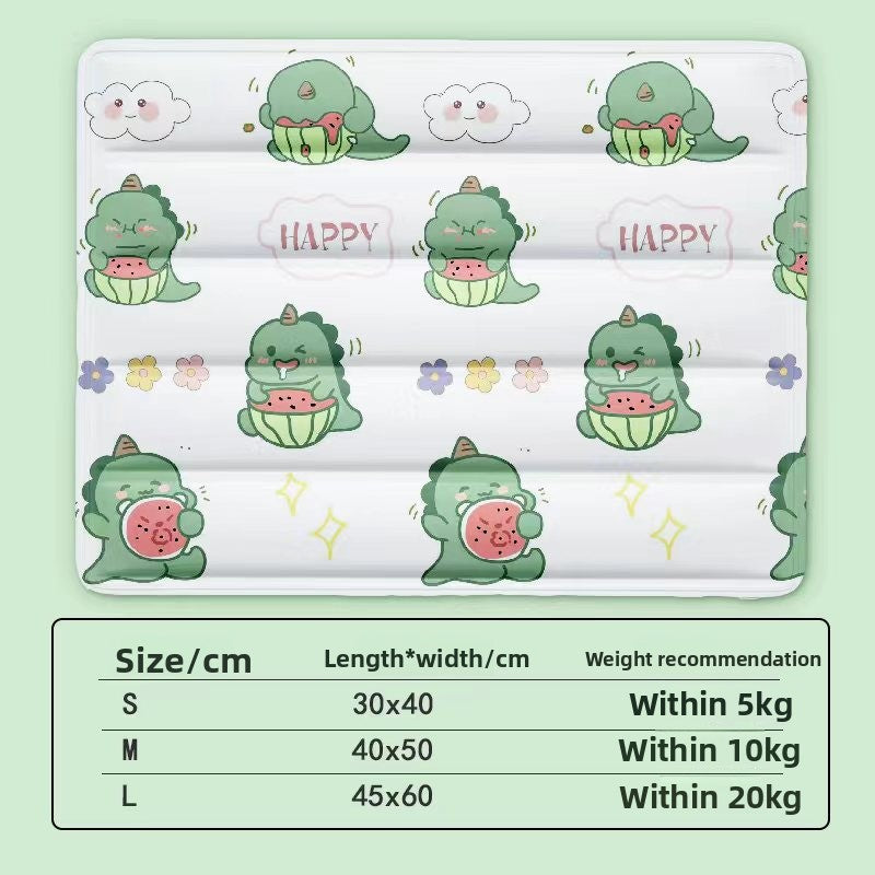 Oxford cloth gel pet cooling mat in Watermelon Dinosaur, size Large 60 x 45cm