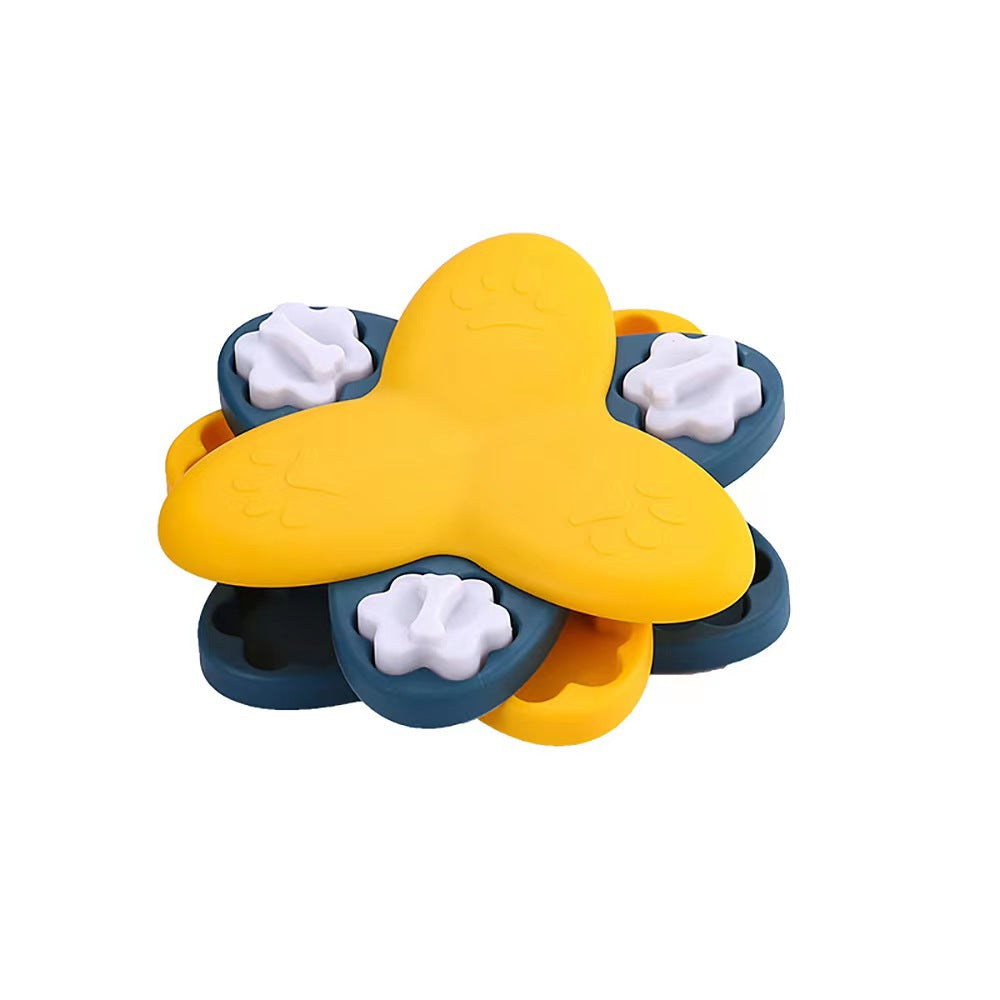 Dog puzzle slow feeder bowl in Triangle Puzzle, Yellow