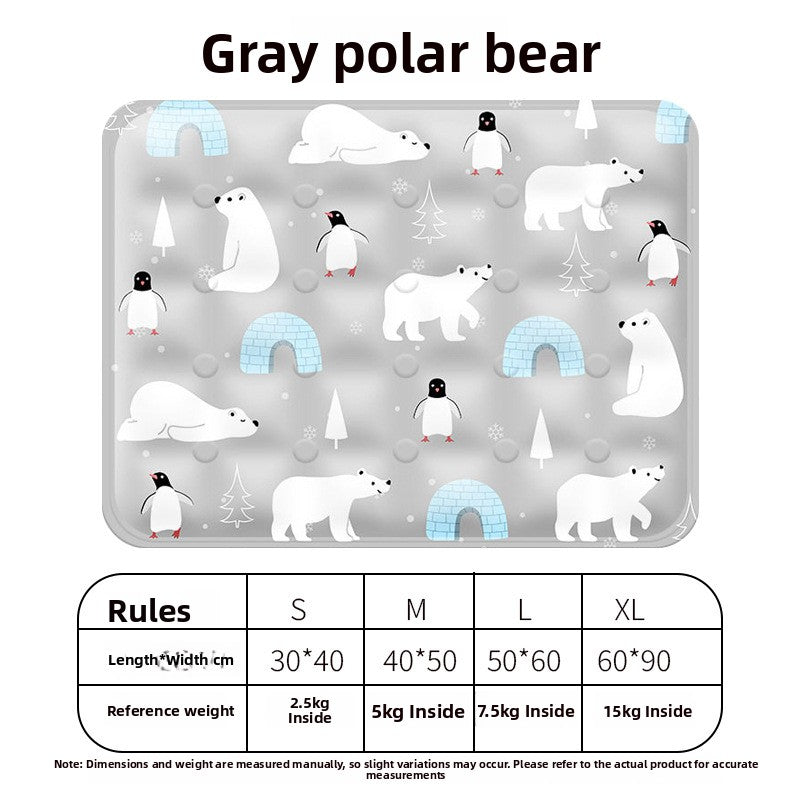 Gel cooling mat with fun print in Small (30 x 40cm) Grey Polar Bear