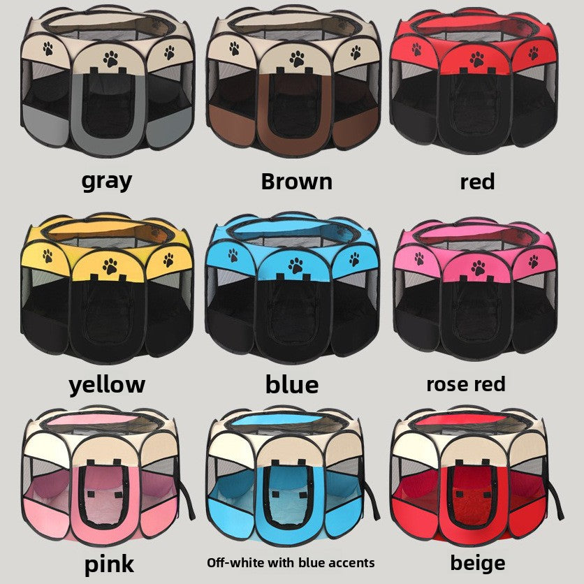 Paw print pop-up pet tent with breathable mesh windows, product image 1