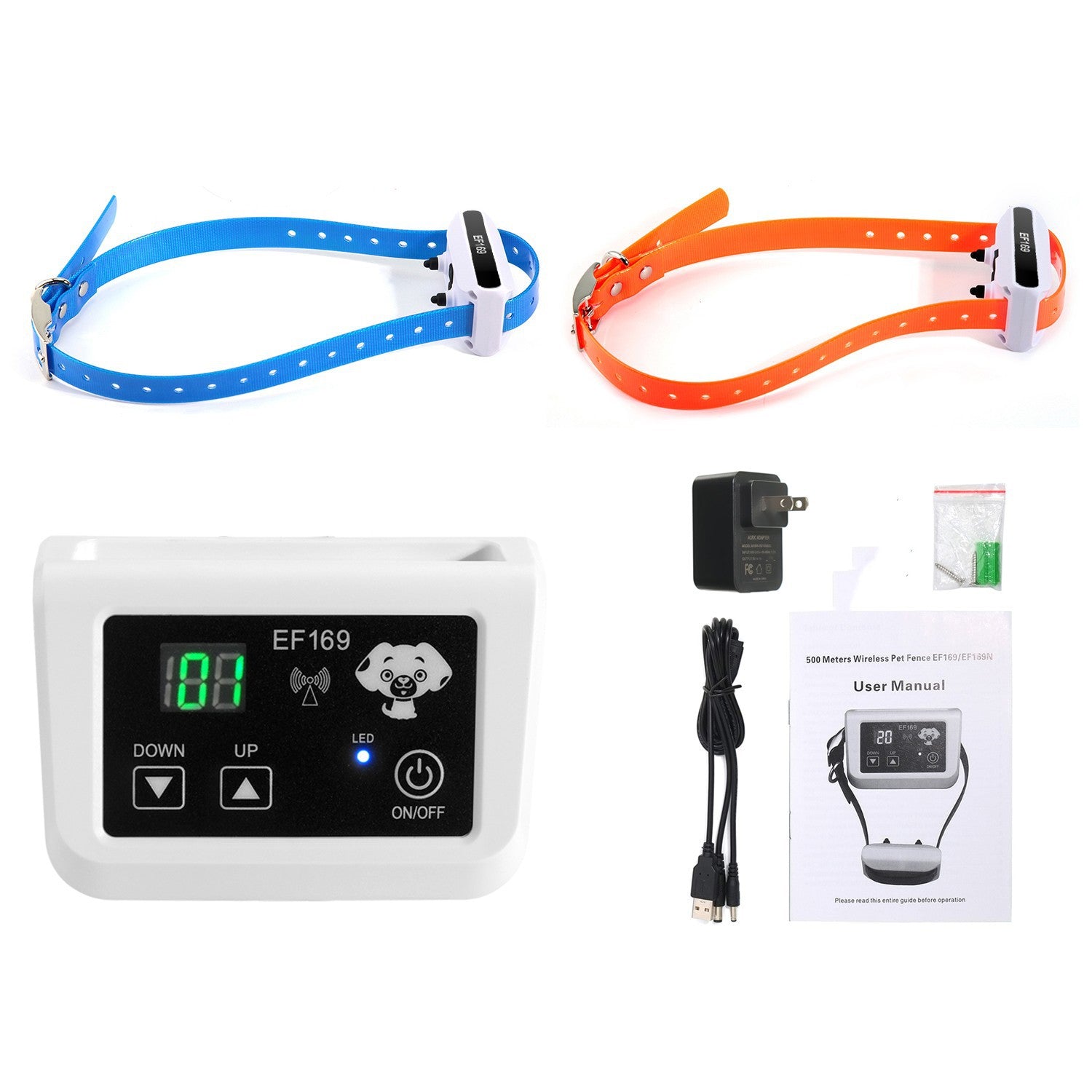 Wireless Dog Fence System with Rechargeable Receiver Collar