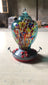 Hand-Painted Glass Hummingbird Feeder with Ant-Proof Hook, Metal Hanger and Cleaning Brush