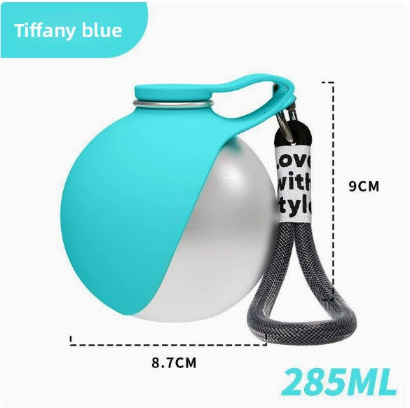Collapsible Spherical 304 Stainless Steel Pet Water Bottle for Small Dogs, Portable