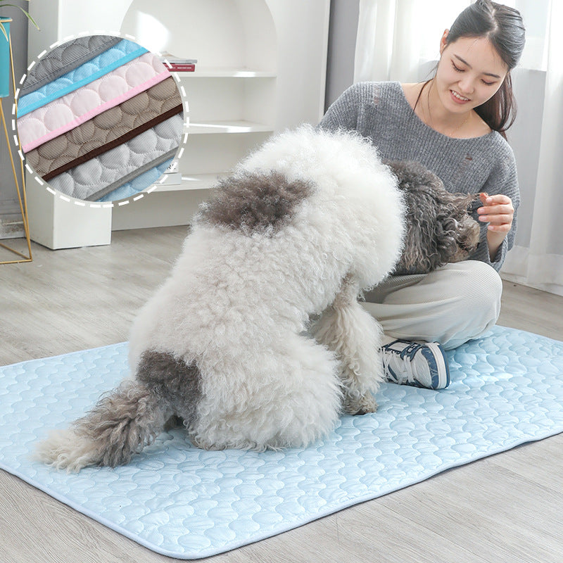 Light blue pet cooling mat with gel layer and mesh base, photo 3