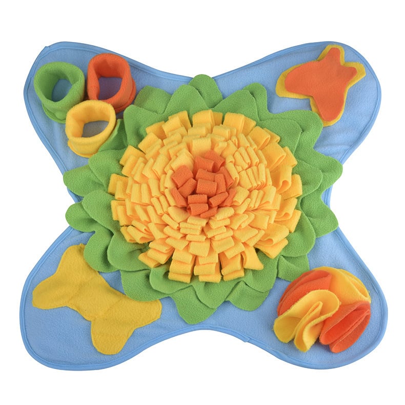 Blue dog snuffle mat with fleece strips for foraging, photo 5
