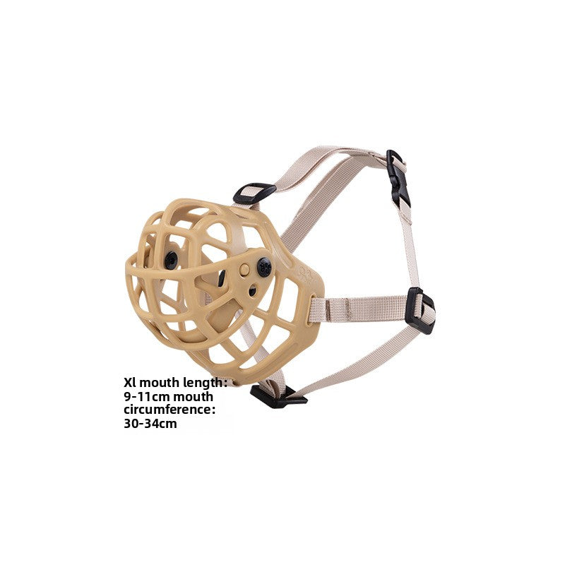 Adjustable silicone basket dog muzzle in black, view 3