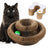 Foldable accordion cat scratcher with bell toy, further angle view