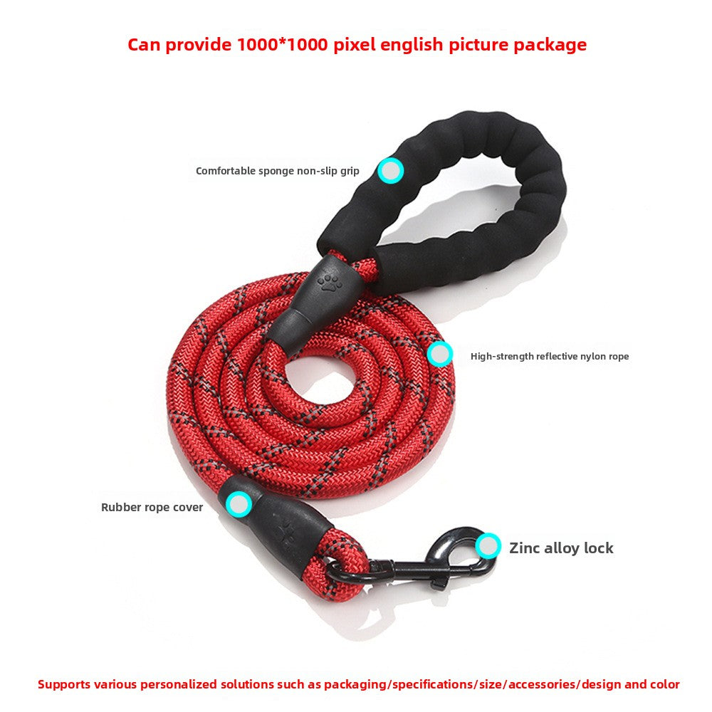 Reflective nylon 1.5m dog lead in dark blue